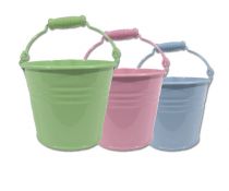 Eimer Ø12cm H10cm 8St. pink/grün/blau pastell