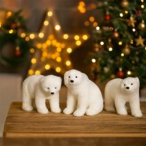Artikel Eisbär Figuren Set 3-teilig Weiß Plüsch Deko 16/20 cm