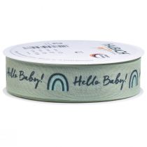 Artikel Geschenkband Hello Baby Dekoband Grün 25mm 16m
