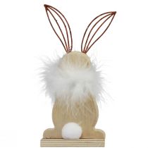 Deko Hase Holzhasen mit Federn Osterdeko H17,5cm 3St