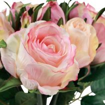 Artikel Kunstrosen Rosa Creme Künstliche Rosen Deko 29cm 12St