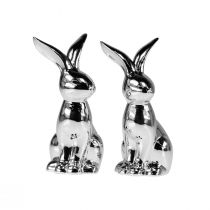 Artikel Deko Osterhase Keramik Deko Hase sitzend Silber 18cm 2 St