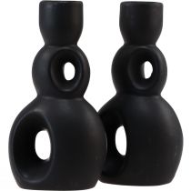Artikel Kerzenhalter Keramik Kerzenständer Schwarz Modern H16cm 2St