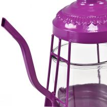 Artikel Teelichthalter Glas Windlicht Teekanne Pink Ø15cm H26cm