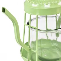 Artikel Teelichthalter Glas Windlicht Teekanne Grün Ø15cm H26cm