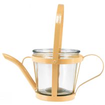 Artikel Windlicht Glas Deko Gießkanne Metall Orange Ø14cm H13cm