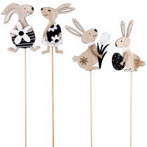 Artikel Blumenstecker Osterhase Schwarz Weiß Natur H9cm 12 St