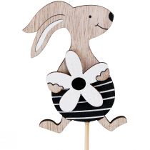 Artikel Blumenstecker Osterhase Schwarz Weiß Natur H9cm 12 St