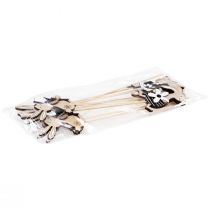 Artikel Blumenstecker Osterhase Schwarz Weiß Natur H9cm 12 St