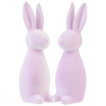 Artikel Deko Hasen beflockt Osterhasen – 2. Wahl – Lila Hell 8×10×29cm 2 St