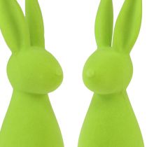 Artikel Hasen beflockt Apfelgrün – 2. Wahl – Tischdeko Ostern 8×10×29cm 2 St