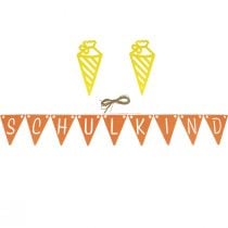 Artikel Deko Einschulung Wimpelkette Girlande aus Filz Gelb Orange 295cm