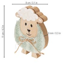 Artikel Holz Schafe Deko 11cm Rosa und Grün 6er Set für Ostern und Frühling