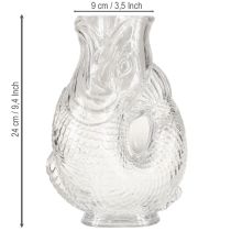 Artikel Glasvase Fischform Transparent 24,5 cm für Dekoration und Blumenarrangements