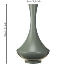 Artikel Elegante Vase geschwungene Form 33cm aus Metall in Mattgrün