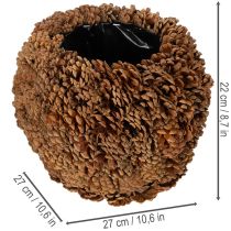 Artikel Deko-Übertopf rund aus Tannenzapfen Naturbraun 27x22cm für Gestecke und Dekorationen
