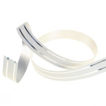 Artikel Kräuselband Geschenkband Schleifenband Weiß mit Silberstreifen 10mm 250m