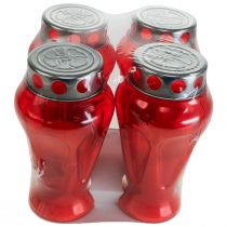 Artikel Rote Grabkerzen Ø9cm H17cm 4er-Set - Trauerlichter für Gedenken und Anteilnahme