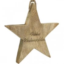 Adventsdeko, Stern aus Holz, Holzsterne zum Aufhängen H15/14/13cm 3er-Set