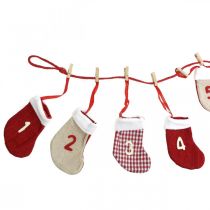 Adventskalender zum Befüllen Weihnachtskalender Socken Rot 2m
