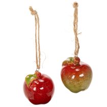 Artikel Keramikapfel Herbstdeko zum Hängen 5cm rot-grün 4er Set