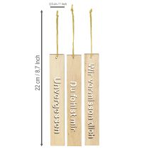 Artikel Holzanhänger mit Trauerspruch FSC-zertifiziert 16x2,5cm 12er-Set