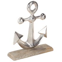 Artikel Anker Deko Metall Holz Silber Natur H21cm - Maritime Dekoration