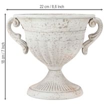 Artikel Antik Metall Pokal mit Henkeln Deko Vintage Grau Weiß 18cm