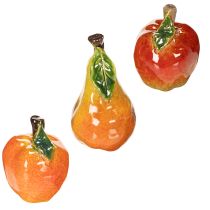Artikel Künstliches Obst Set Keramik Apfel Birne 12cm 3-teilig handbemalt