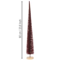 Artikel Deko Tannenbaum schlank aus Draht und Kunststoff 60cm auf Holzsockel rot