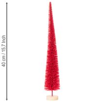 Artikel Deko Tannenbaum schmal künstlich mit Holzsockel Rot 40cm 3er Set