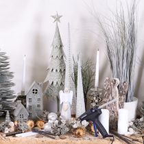 Artikel Tannenbaum Dekobaum mit Holzfuß 40 cm Weißgrau 3 Stück für Innenbereich