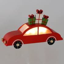 Weihnachts-Auto mit LED Rot Metall 25cm H14,5cm Für Batterie.