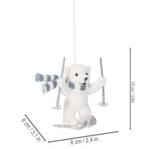 Artikel Anhänger Eisbär auf Skiern Kunststoff Weiß Grau 10cm 2St für Innenbereich
