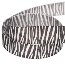 Artikel Geschenkband Zebramuster 25mm x 20m Schwarz-Weiß Polyester