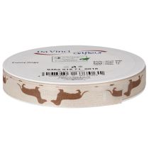 Artikel Geschenkband Dackelmotiv 100% Polyester 15mm x 18m Creme-Braun