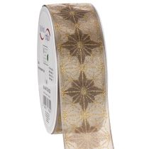 Artikel Dekoband Polyester Geschenkband Sterne 40mm x 20m Gold Braun Innenbereich