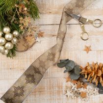 Artikel Dekoband Polyester Geschenkband Sterne 40mm x 20m Gold Braun Innenbereich