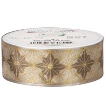 Artikel Dekoband Polyester Geschenkband Sterne 40mm x 20m Gold Braun Innenbereich