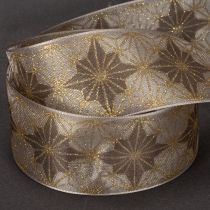 Artikel Dekoband Polyester Geschenkband Sterne 40mm x 20m Gold Braun Innenbereich