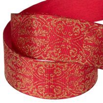 Artikel Geschenkband Polyester mit Drahtkante 40mm x 15m Rot-Gold