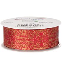 Artikel Geschenkband Polyester mit Drahtkante 40mm x 15m Rot-Gold