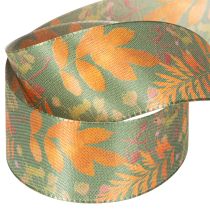 Artikel Dekoband Kunstseide Blattmotiv Herbstfarben 40mm x 15m