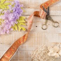 Artikel Geschenkband 25mm 18m Kunstseide Herbstfarben mit Blättermotiv