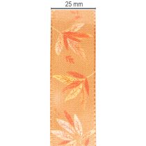 Artikel Geschenkband 25mm 18m Kunstseide Herbstfarben mit Blättermotiv