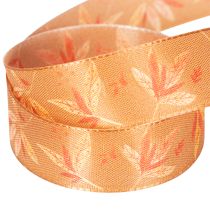 Artikel Geschenkband 25mm 18m Kunstseide Herbstfarben mit Blättermotiv