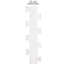 Artikel Dekoband aus Polyester 20mm 15m Weiß mit Herzmotiv