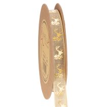 Artikel Dekoband Polyester Hirschmotiv 15mm x 15m Gold Braun Innenbereich