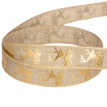 Artikel Dekoband Polyester Hirschmotiv 15mm x 15m Gold Braun Innenbereich