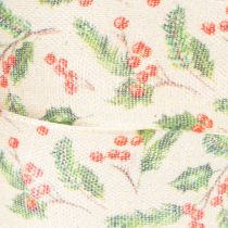 Artikel Dekoband Polyester Beige Stechpalmen Beeren 25mm x 18m Innenbereich